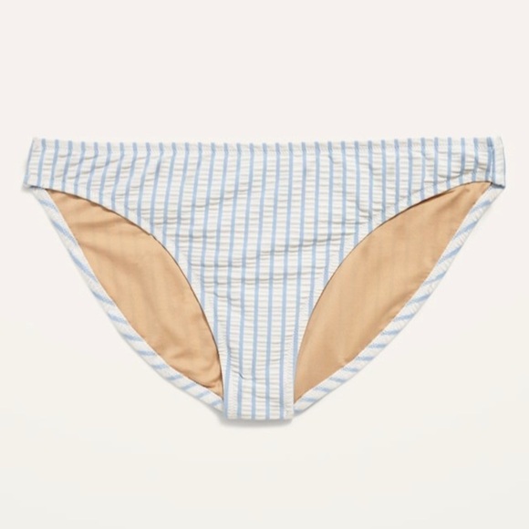 NWT! Mid-Rise Striped Seersucker Classic Bikini Swim Bottoms - Medium 💎 - Picture 4 of 9